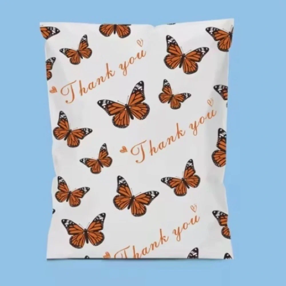 20 (10” x 13”) Butterfly Thank You Decorative Poly Mailers Poly Bags
